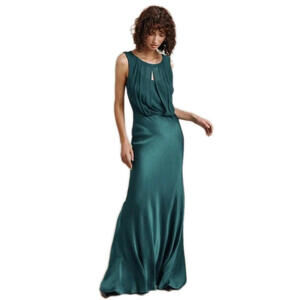 Ghost London Beau Maxi Dress, Size M Emerald Green Satin & Chiffon #CB3